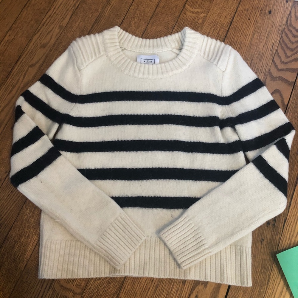 AYR cream sweater with navy stripes